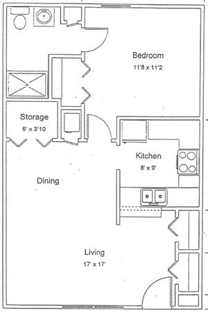One Bedroom / One Bath - 630 Sq. Ft.*